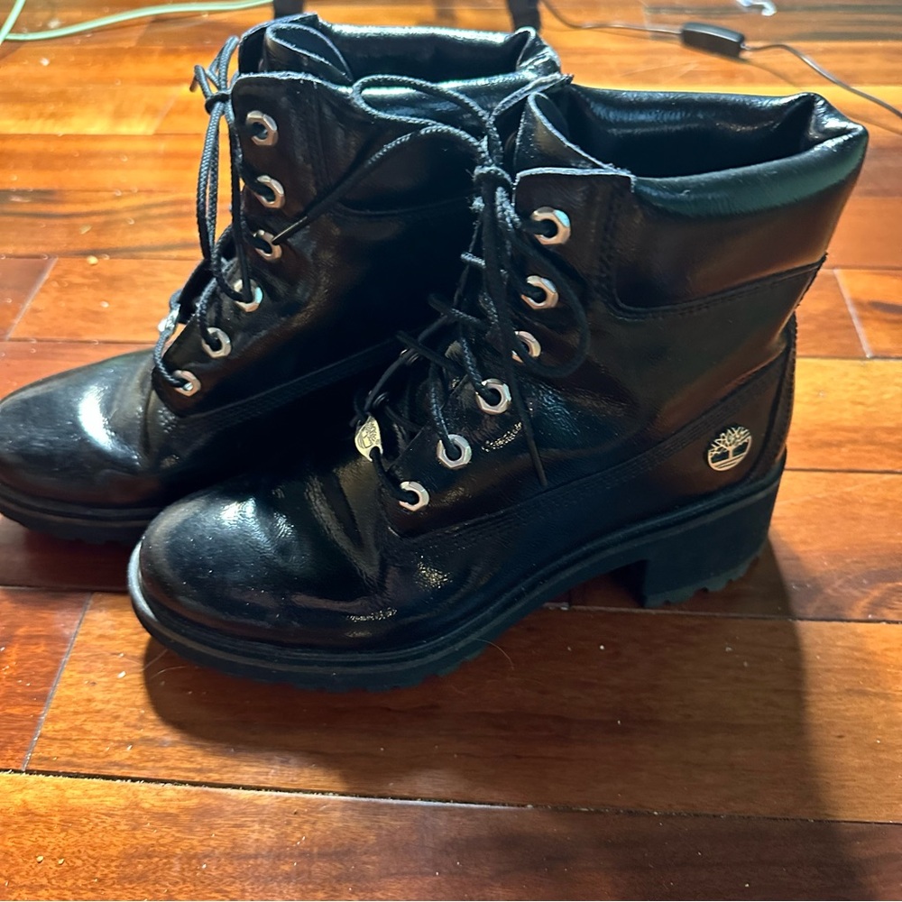 Timberland shiny black hiking boot. Size 7.5